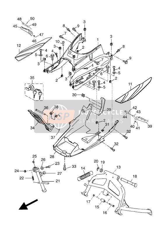 Yamaha X-MAX 125 ABS 2017 Stand & Footrest for a 2017 Yamaha X-MAX 125 ABS